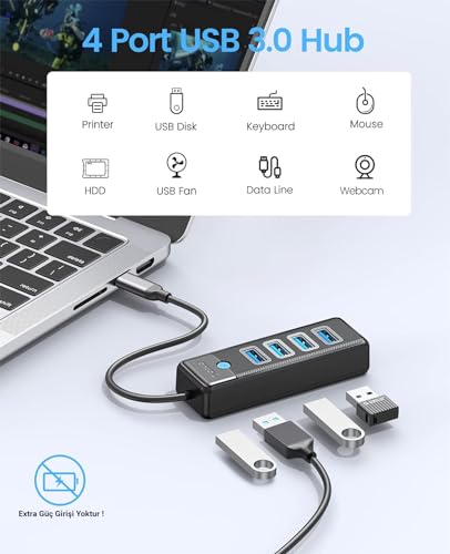 Orico PW4U-C3 HUB USB-C to 4*USB Nero - Disponibile in 2-4 giorni lavorativi Orico