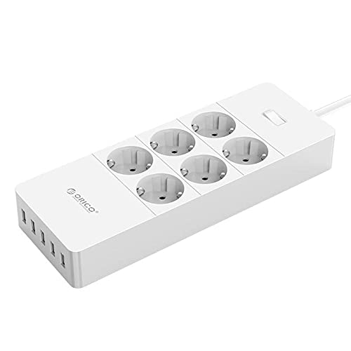 Orico HPC-6A5U-V1-EU Multipresa 6*Schuko 16A 5*USB 8A Bianco Orico
