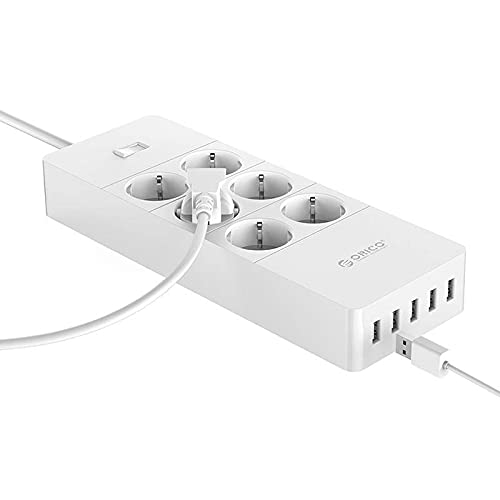 Orico HPC-6A5U-V1-EU Multipresa 6*Schuko 16A 5*USB 8A Bianco Orico