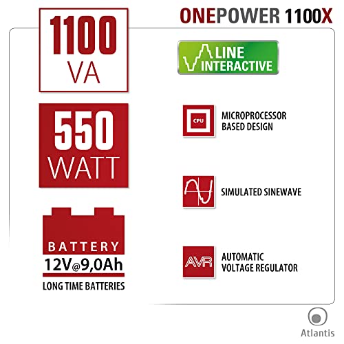 Atlantis One-Power PX1100 Line-Interactive UPS 1100VA-550W 4*IEC Atlantis Land