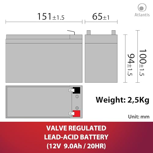 BATTERIA ATLANTIS A03-BAT12-9.0A per gruppi di continuità/antifurti/varie 12V 9.0 Ah. confezionata in scatola singola - Disponibile in 2-4 giorni lavorativi ATLANTIS