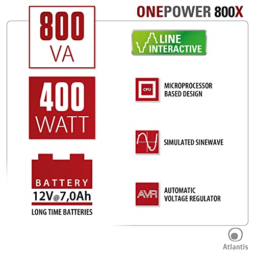 Atlantis One-Power PX800 UPS Line Interactive 800VA-400W 4xIEC Atlantis Land