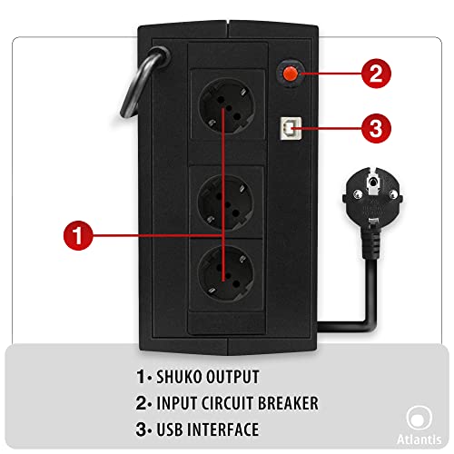 Atlantis Land OnePower S1000LE UPS Line Interactive 1000VA/600W USB 3xSchuko Atlantis Land
