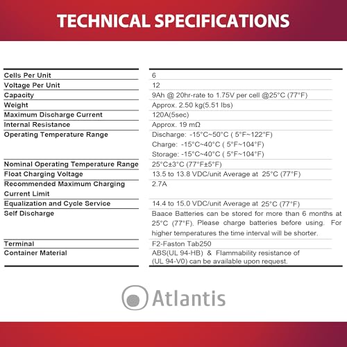 BATTERIA ATLANTIS A03-BAT12-9.0A per gruppi di continuità/antifurti/varie 12V 9.0 Ah. confezionata in scatola singola - Disponibile in 2-4 giorni lavorativi ATLANTIS