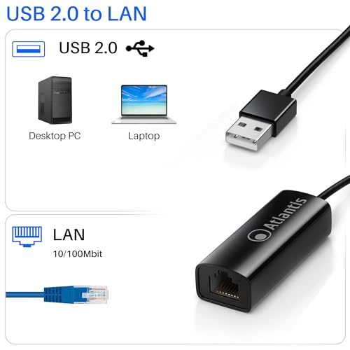 Atlantis Land A02-UTL20 Adattatore Ethernet LAN - USB2.0 - Nero Atlantis Land