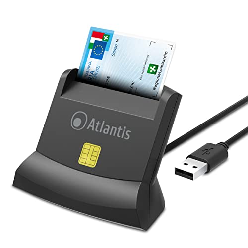LETTORE ATLANTIS P005-SMARTCRV-U SMART CARD reader VERTICALE per CNS/CRS/TS firma dig. fascic. sanit. siti gov. USB 120cm - Disponibile in 2-4 giorni lavorativi ATLANTIS
