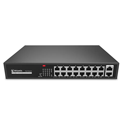 ATLANTIS SWITCH GIGABIT PoE A02-G18P16-200W 18 Porte di cui 2 Gigabit 16 PoE 10/100Mbps sino a 185W (200W tot) incl KIT RACK-19 - Disponibile in 2-4 giorni lavorativi ATLANTIS