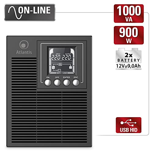 UPS ATLANTIS A03-OP1002 Server Online 1000VA (900W) Tower doppia batteria USB/EPO 4xIEC LCD Slot SNMP (codice A03-SNMP2-IN) - Disponibile in 2-4 giorni lavorativi ATLANTIS