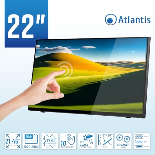 Atlantis T22 Monitor Multi Touch 21,45" LCD 60Hz Full HD 14ms Multimediale VGA/HDMI/DisplayPort Atlantis Land