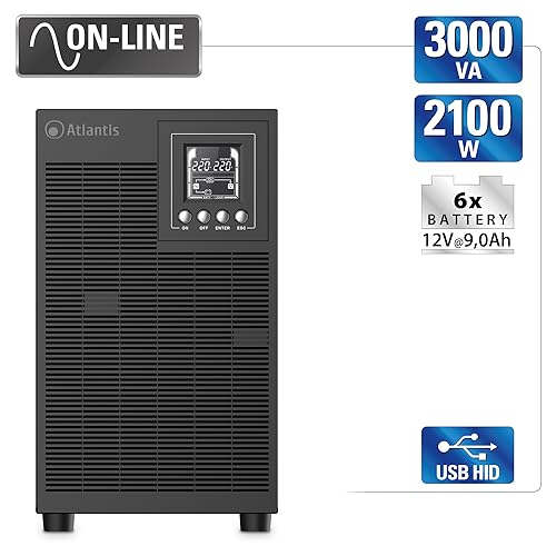 UPS ATLANTIS A03-OP3002XLN Server Online PRO 3000VA (2100W) Tower 6 batterie USB/EPO/RS232 4xIEC LCD - Disponibile in 2-4 giorni lavorativi ATLANTIS