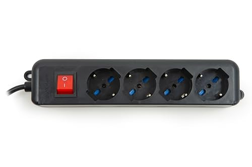 Digitus Multipresa 4*prese ITA/Schuko 10/16A con interruttore e spina 16A Nero - Disponibile in 2-4 giorni lavorativi DIGITUS