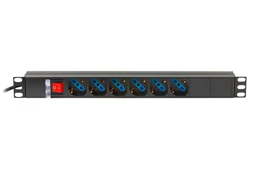 Digitus Multipresa per Rack 19" 6 prese Schucko Spina 16A Nero - Disponibile in 2-4 giorni lavorativi DIGITUS