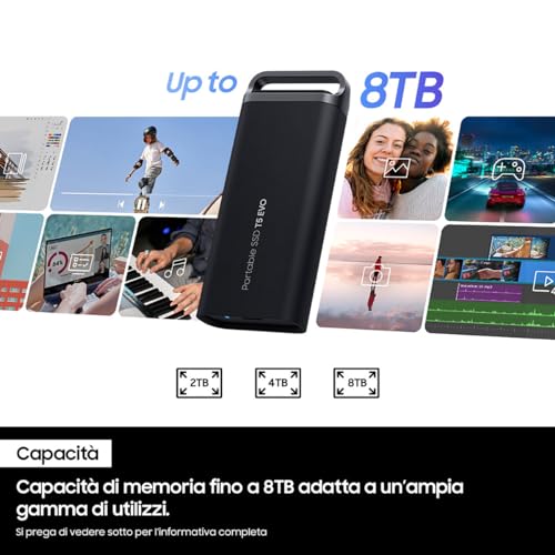Samsung T5 EVO Storage Esterno SSD 2TB USB 3.2 460 MB/s - Disponibile in 2-4 giorni lavorativi Samsung