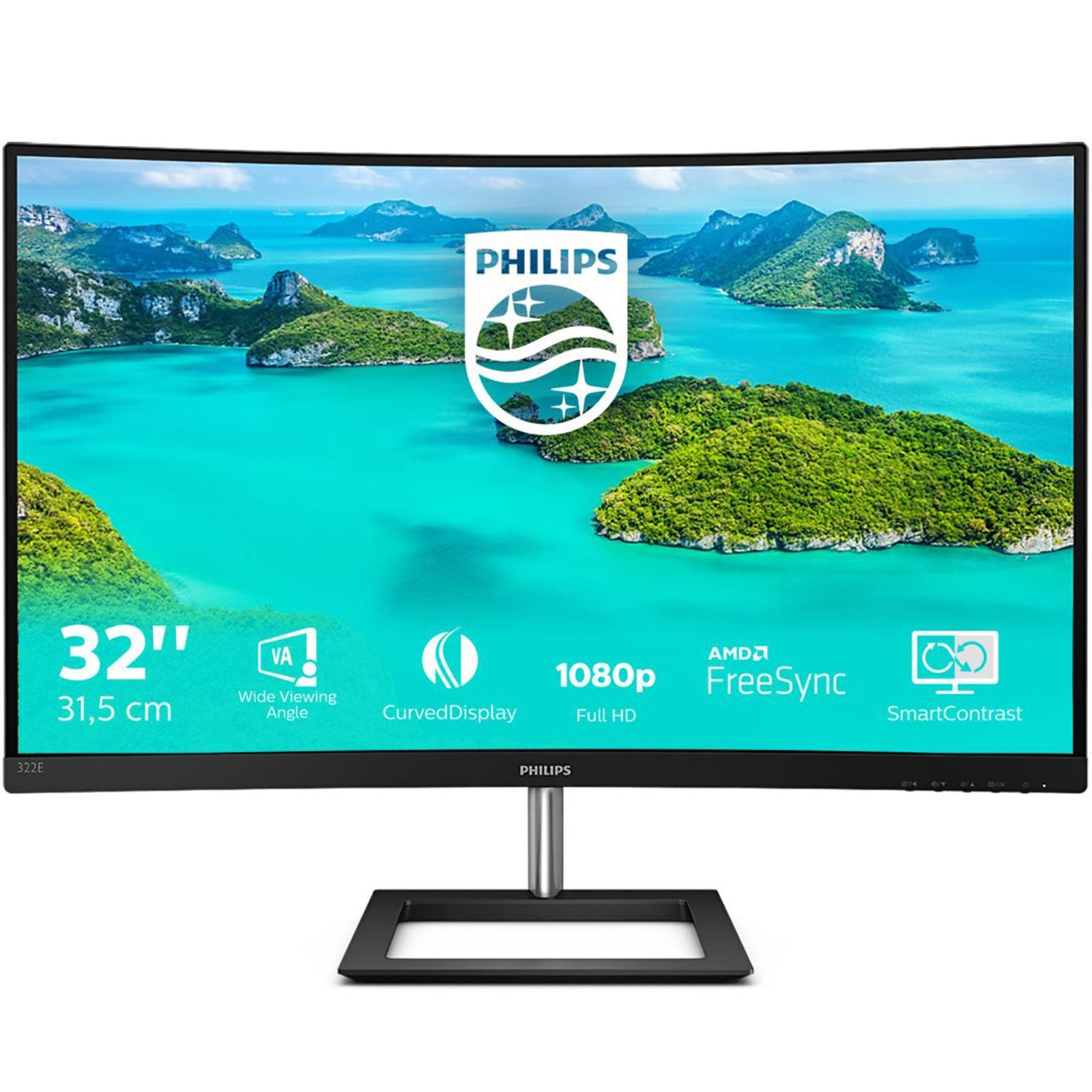 MONITOR PHILIPS LED 31.5" Wide CURVED 322E1C/00 VA 1920x1080 4ms 250cd/m² 3.000:1 MEGA INFINITY VGA HDMI DP GAMING - Disponibile in 2-4 giorni lavorativi Philips