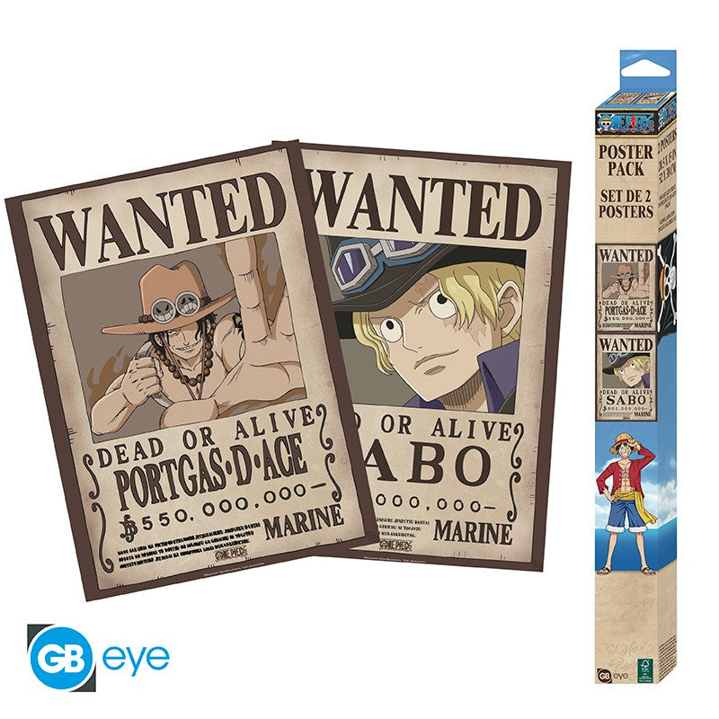 ABYSTYLE ONE PIECE - Set 2 Poster (52x38): "Wanted Sabo & Ace Abystyle