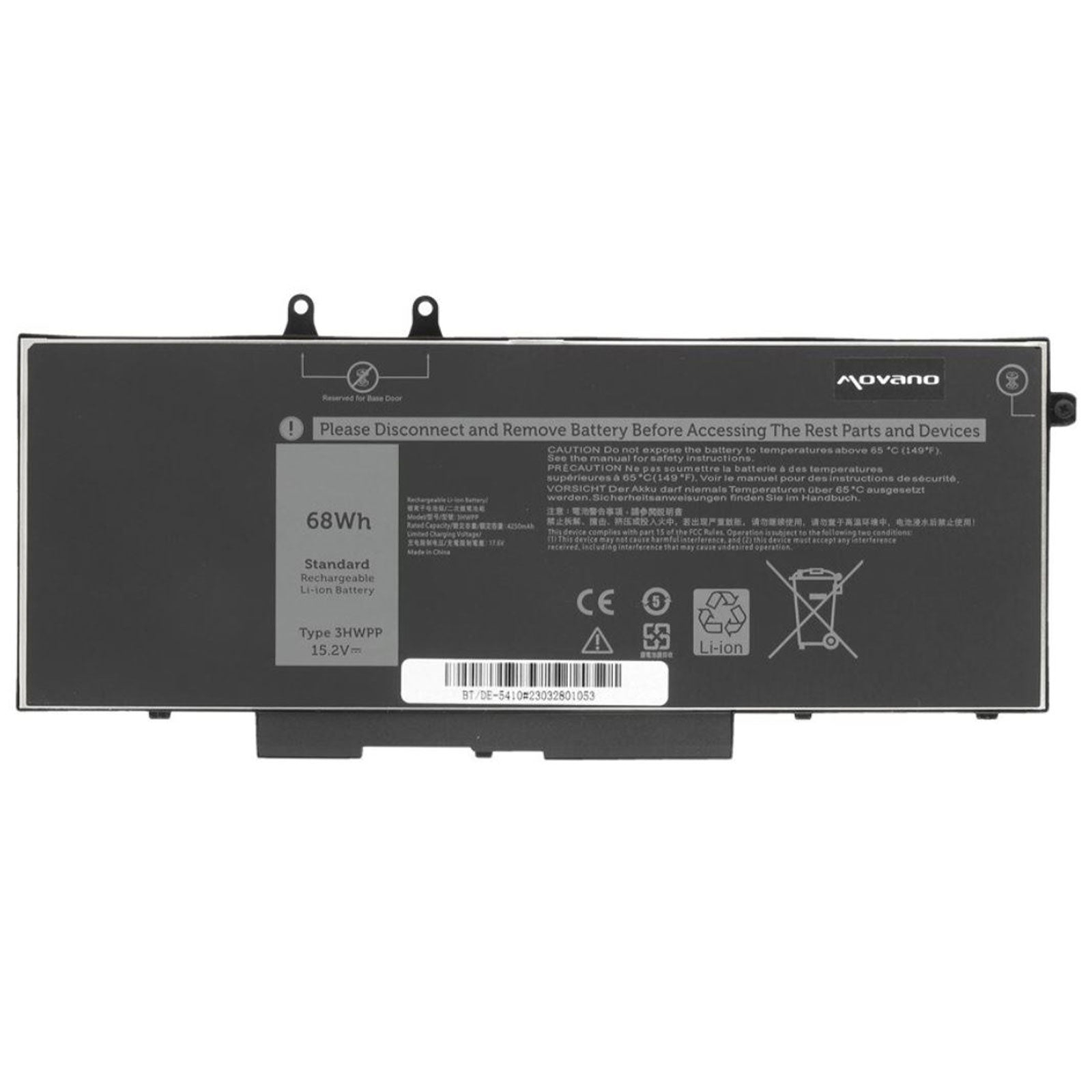 MOVANO Batteria Compatibile Con Dell Latitude 14 (5410) 15 (5510) - 3HWPP - 15,2 V 4100 mAh - Disponibile in 2-4 giorni lavorativi GameSIDE&Tech