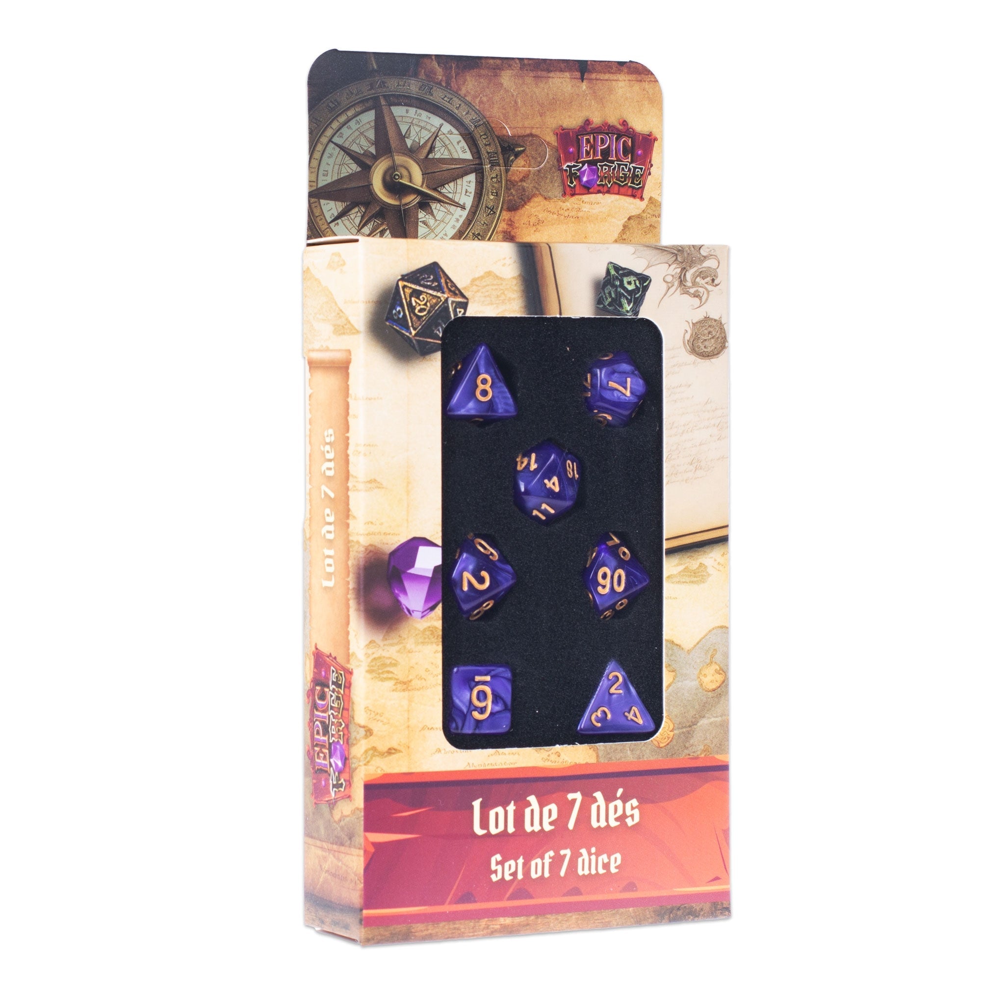 EPIC FORGE  7 dices pack - Purple and gold Trade Invaders