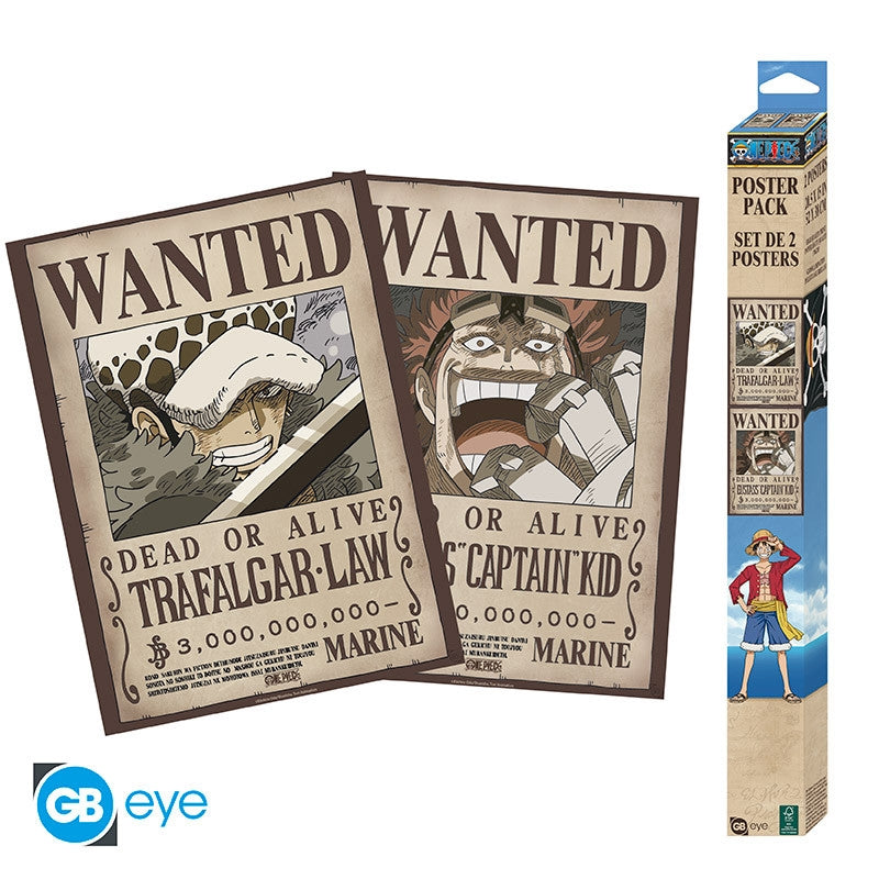 ABYSTYLE ONE PIECE - Set 2 Poster (52x38): "Wanted Law & Kid Abystyle