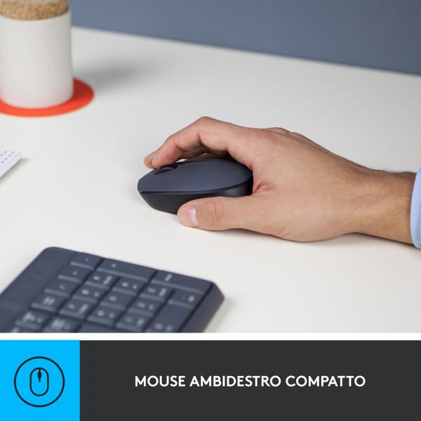 Logitech MK235 Wireless Combo Kit Tastiera e Mouse QWERTY Tastiera Italiana Nero-Antracite - Disponibile in 3-4 giorni lavorativi Logitech