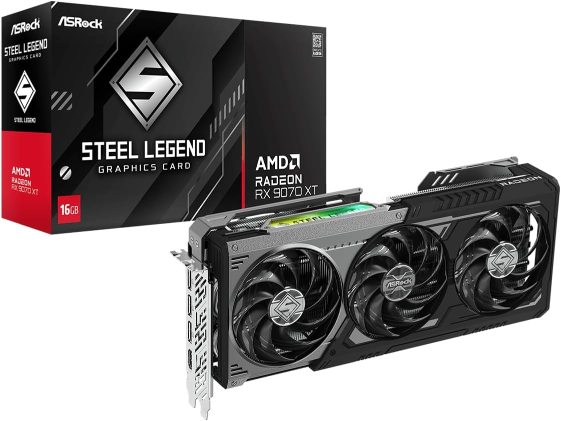 Scheda video GPU ASRock Steel Legend Radeon RX 9070 XT Dark 16GB - Consegna gratuita in circa 7 giorni lavorativi AsRock