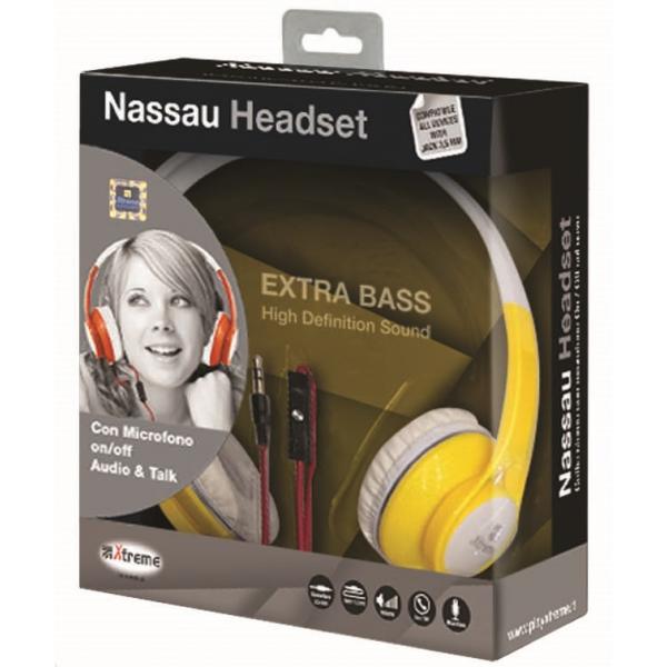 XTREME Cuffie Stereo+Microfono NASSAU Giallo - Disponibile in 2/3 giorni lavorativi