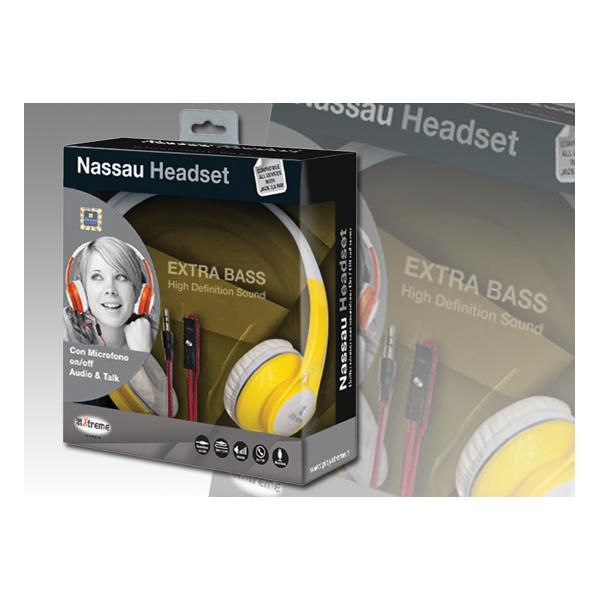 XTREME Cuffie Stereo+Microfono NASSAU Giallo - Disponibile in 2/3 giorni lavorativi