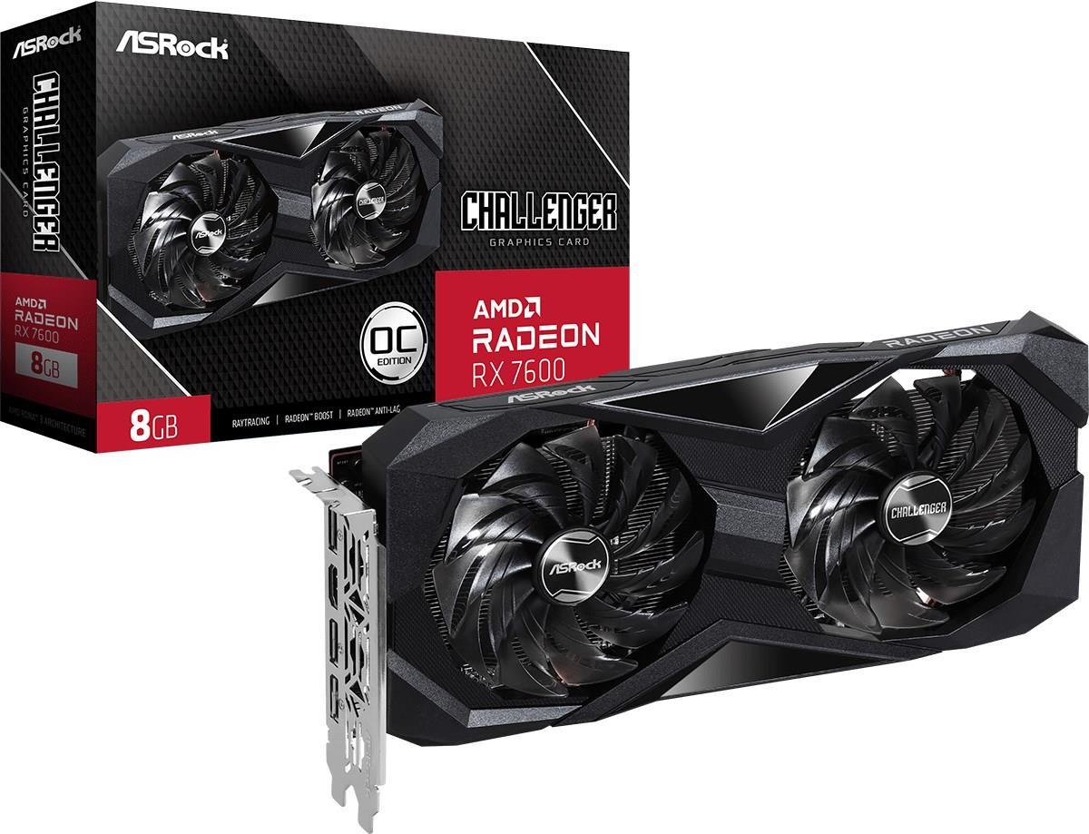 ASRock Challenger Radeon RX 7600 8GB OC - Grafikkarten - Radeon RX 7600 - 8GB GDDR6 - PCIe 4,0 x8 - HDMI, 3 x DisplayPort - Box (90-GA41ZZ-00UANF) GameSIDE&Tech