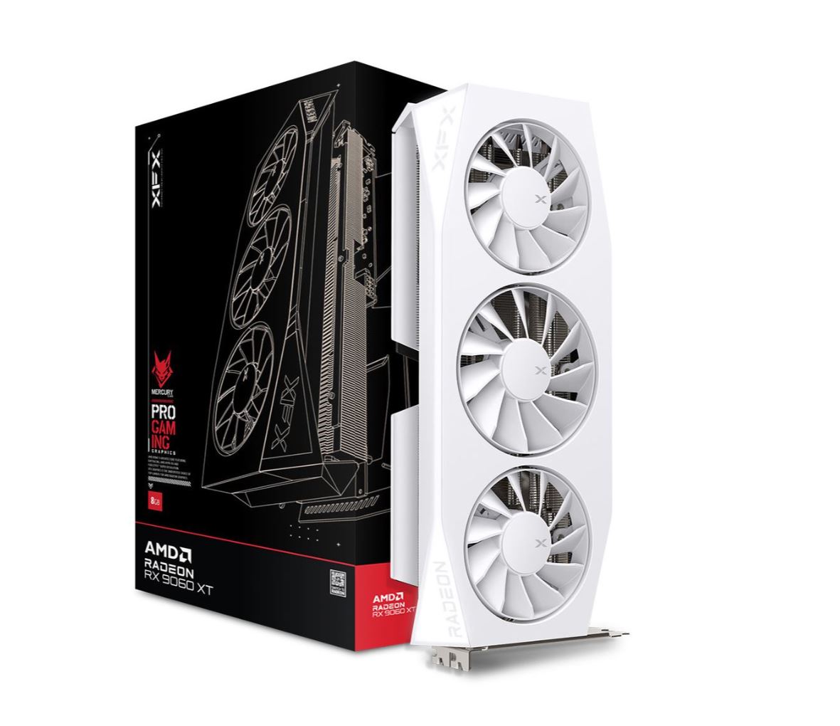 XFX VGA Radeon RX9060XT Mercury OC Gaming WHITE 2xDP/1xHDMI AMD Radeon - Grafikkarte (RX-96TMERCW9) Xfx