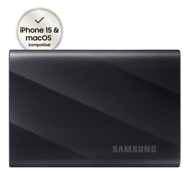 SSD Esterno Samsung T9 MU-PG2T0B - SSD - crittografato - 2 TB - PCs, Macs, Android-Geräte, Smart TVs - USB 3.2 Gen 2x2 (USB-C Steckverbinder) - 256-Bit-AES - Nero (MU-PG2T0B/EU) - Disponibile in 5-6 giorni lavorativi Samsung