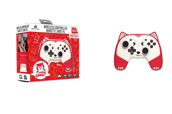 Wireless Controller Doggy for Switch 1 & 2 / PC with paddles - KAWAI Red- NANO Trade Invaders
