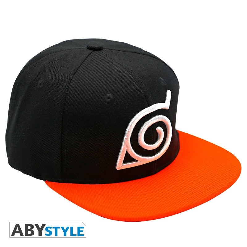 ABYSTYLE NARUTO SHIPPUDEN - Snapback Cappellino: "Konoha" - Black & Orange Abystyle