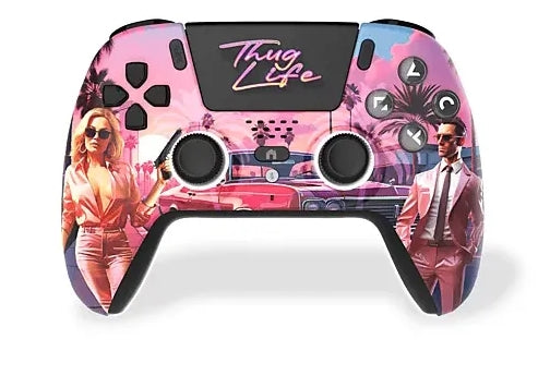 Bluetooth Wireless for PS5 Controller - LED - Thug Life Trade Invaders
