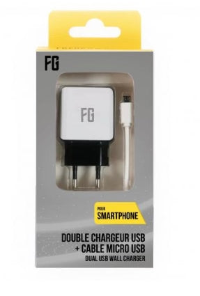 Charger with Micro USB cable- 2,1A- 2USB- A3833- Black Trade Invaders