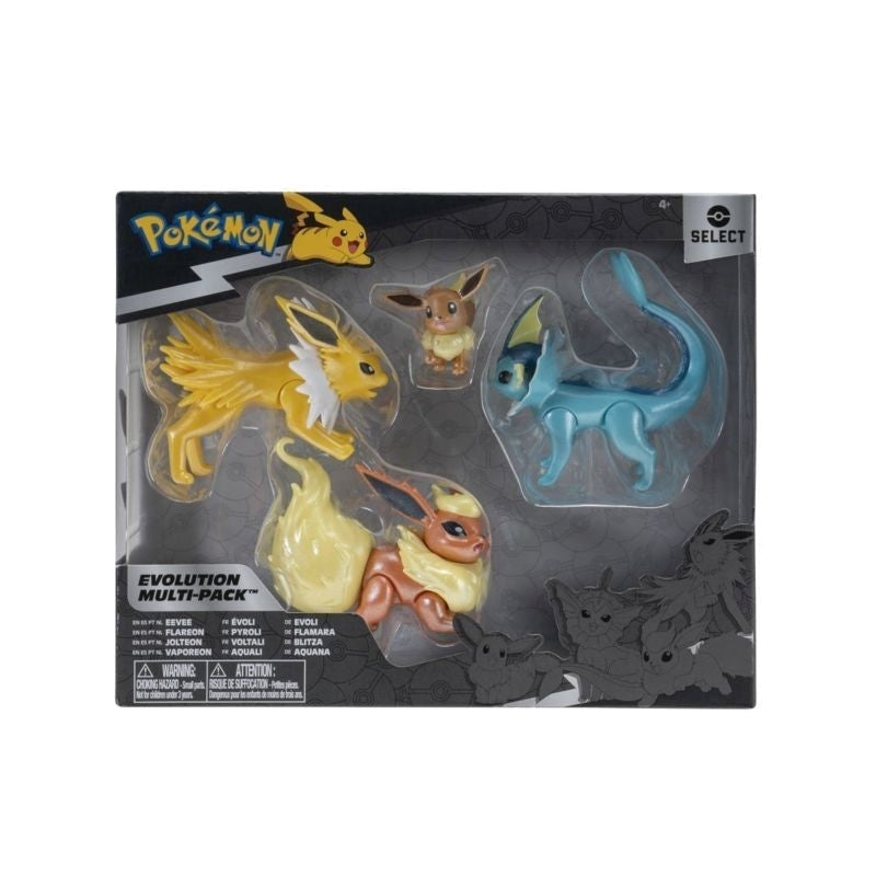 JAZWARES Select Evolution: Pokemon -Multipack (Eevee, Jolteon, Vaporeon, Flareon) 4pz Jazwares