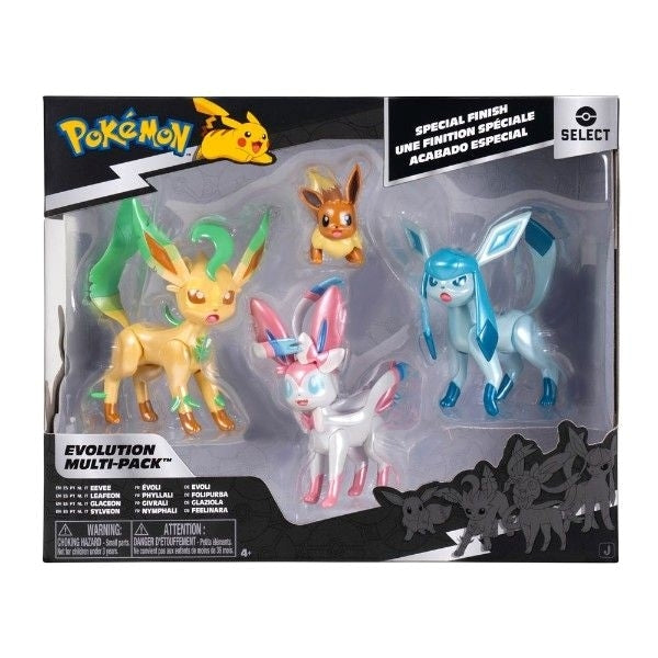 JAZWARES Select Evolution: Pokemon -Multipack (Eevee, Leafeon, Glaceon, Sylveon) 4pz Jazwares