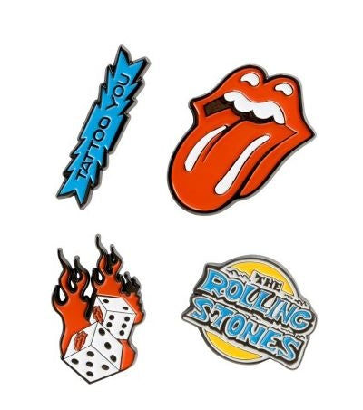 ERIK. SET DI 4 SPILLETTE BADGE THE ROLLING STONES ERIK.