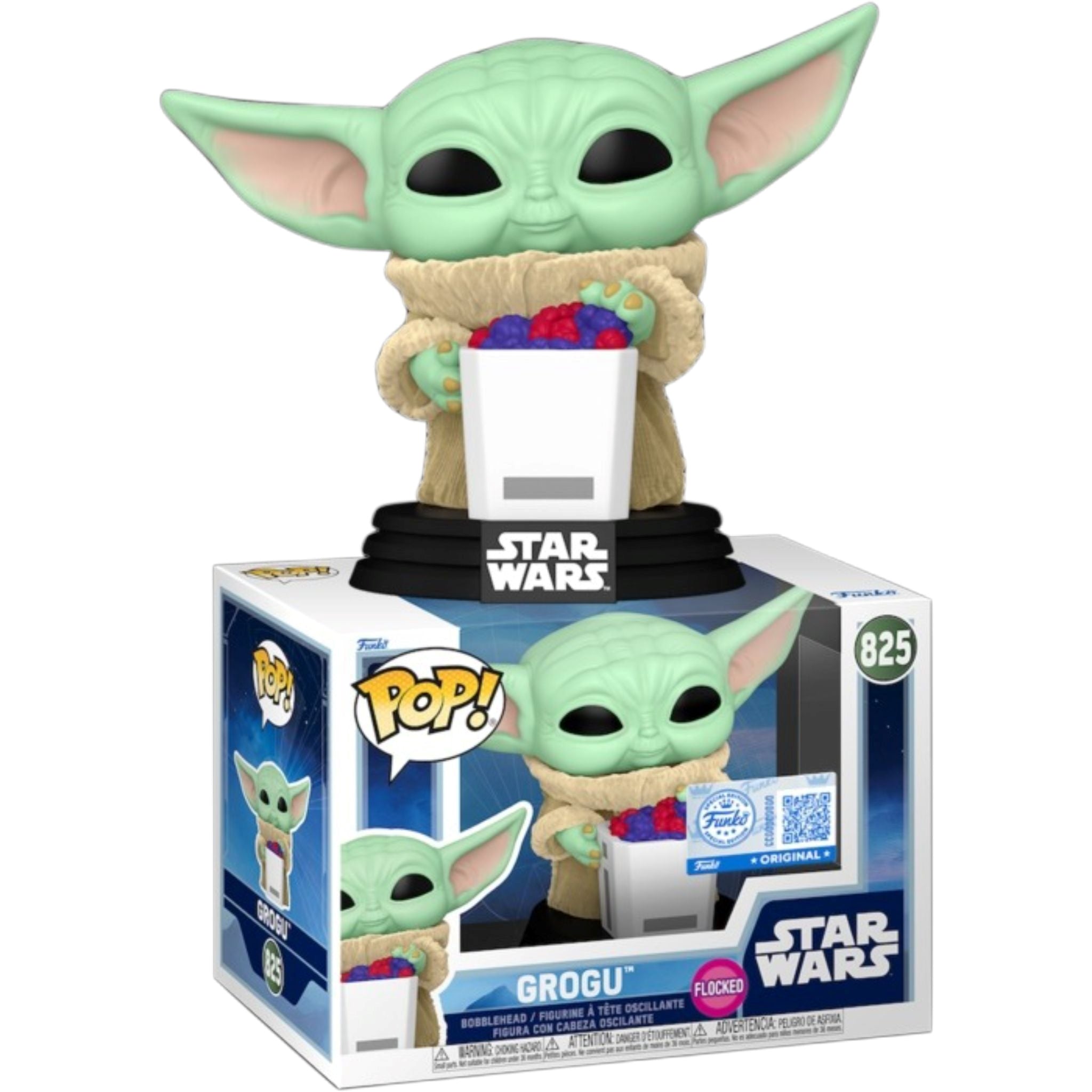 FUNKO POP Star Wars: Mandalorian & Grogu - 825 Grogu (Flocked) (Exclusive) 9cm - Disponibile in 2/3 giorni lavorativi Funko