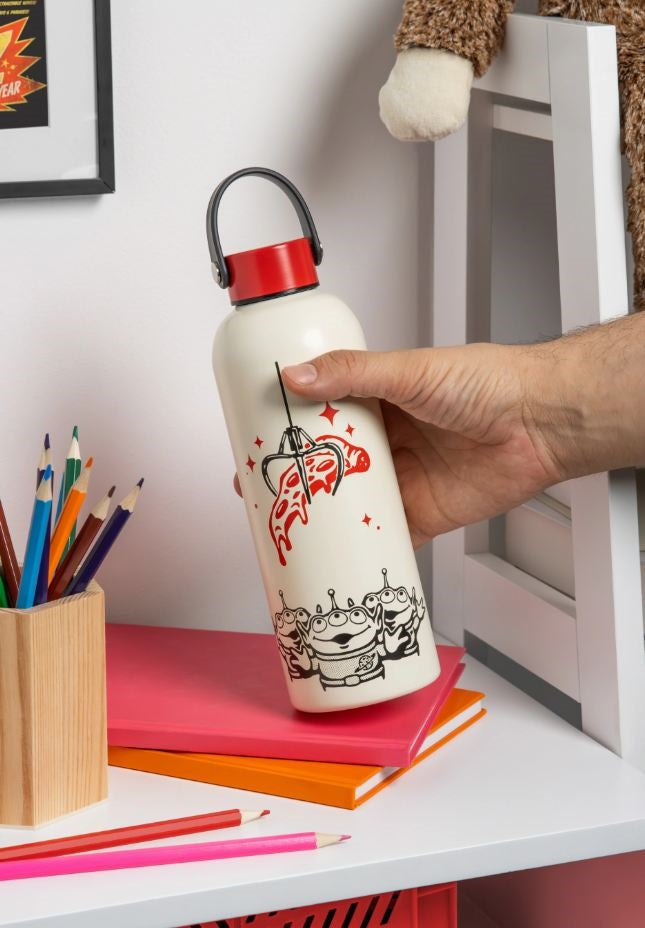 PALADONE Pizza Planet Metal Water Bottle with Carry Loop - Disponibile in 2/3 giorni lavorativi Paladone