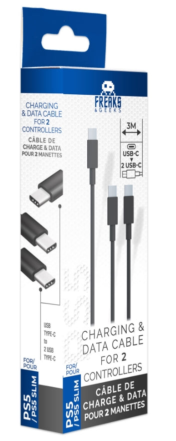 PS5 Fast Charge Cable type-C to type C for 2 controllers PS5/PS5 slim 3 meters - Disponibile in 2/3 giorni lavorativi Trade Invaders