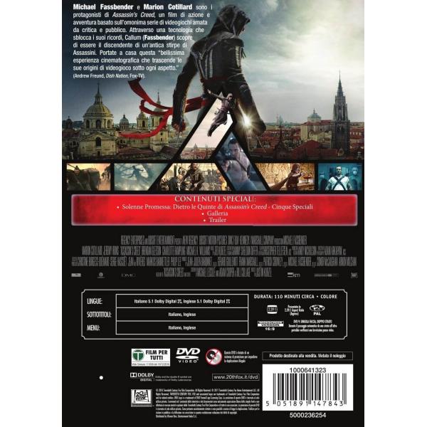 Assassin's Creed The Movie - Disponibile in 2/3 giorni lavorativi Dvd