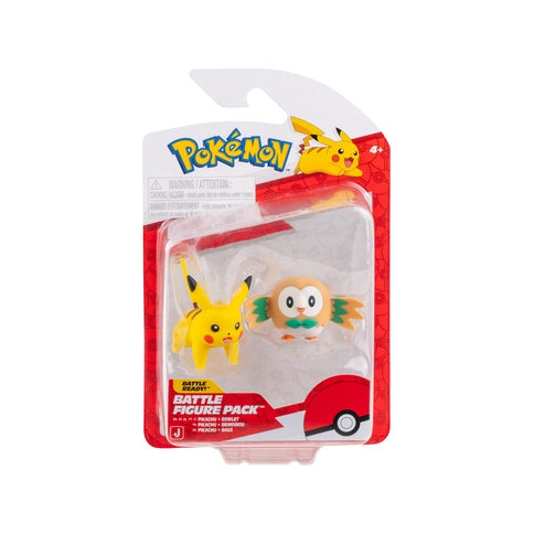JAZWARES Battle Figure Pack: Pokemon - Rowlet & Pikachu Jazwares