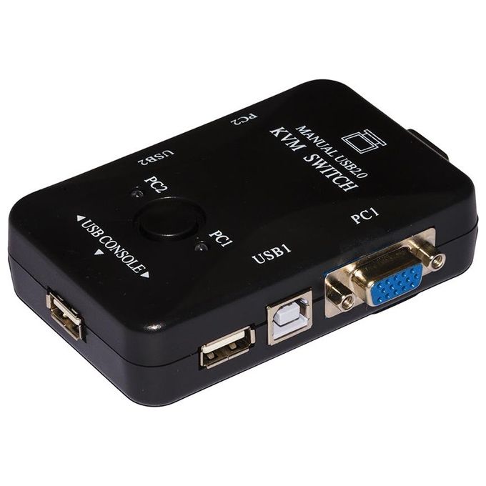 Link switch kvm per 2 pc usb-vga con 1 mouse, 1 tastiera usb e 1 monitor vga con cavi inclusi - Disponibile in 3-4 giorni lavorativi