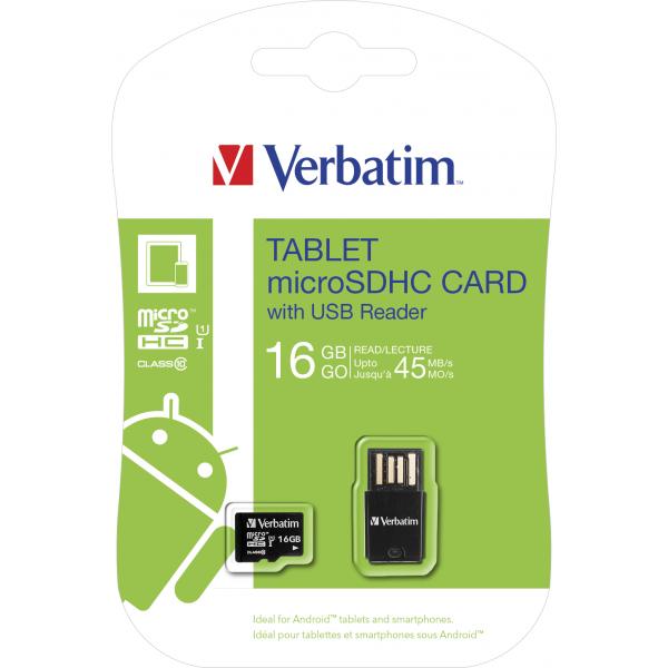 VERBATIM MICRO SDHC 16GB CLASSE 10 + LETTORE USB - Disponibile in 3-4 giorni lavorativi
