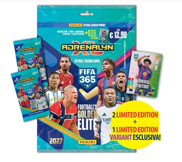 PANINI CALCIATORI ADRENALYN XL FIFA 365 - 2027 edition - STARTER PACK (RACCOGLITORE - GUIDA - CAMPO DA GIOCO - 3 BUSTINE - 2 LIMITED ED.) Panini