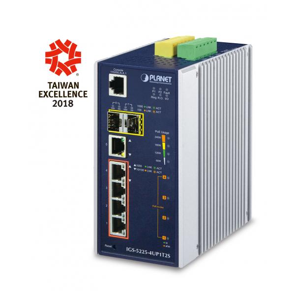 PLANET IGS-5225-4UP1T2S switch di rete Gestito L2+ Gigabit Ethernet (10/100/1000) Supporto Power over Ethernet (PoE) Blu, Argento - Disponibile in 6-7 giorni lavorativi