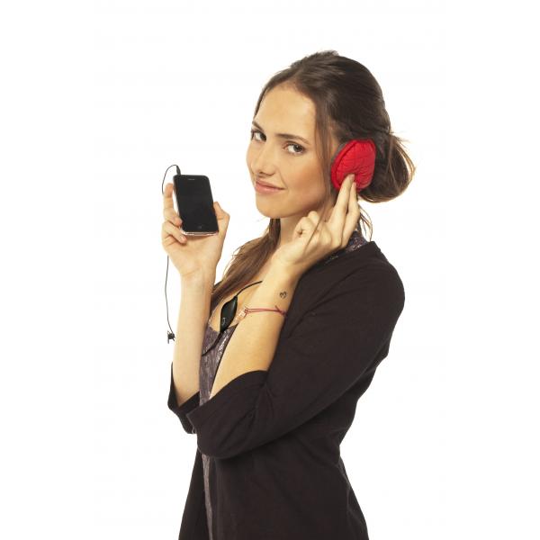 Hi-Ear Paraorecchie Musicale con Speaker e Jack 3.5 Trapuntato Rosso - Disponibile in 3-4 giorni lavorativi