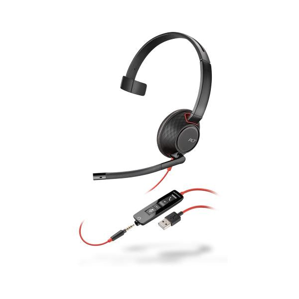 POLY Blackwire 5210 Cuffia Padiglione auricolare Connettore 3.5 mm USB tipo A Nero, Rosso - Disponibile in 6-7 giorni lavorativi