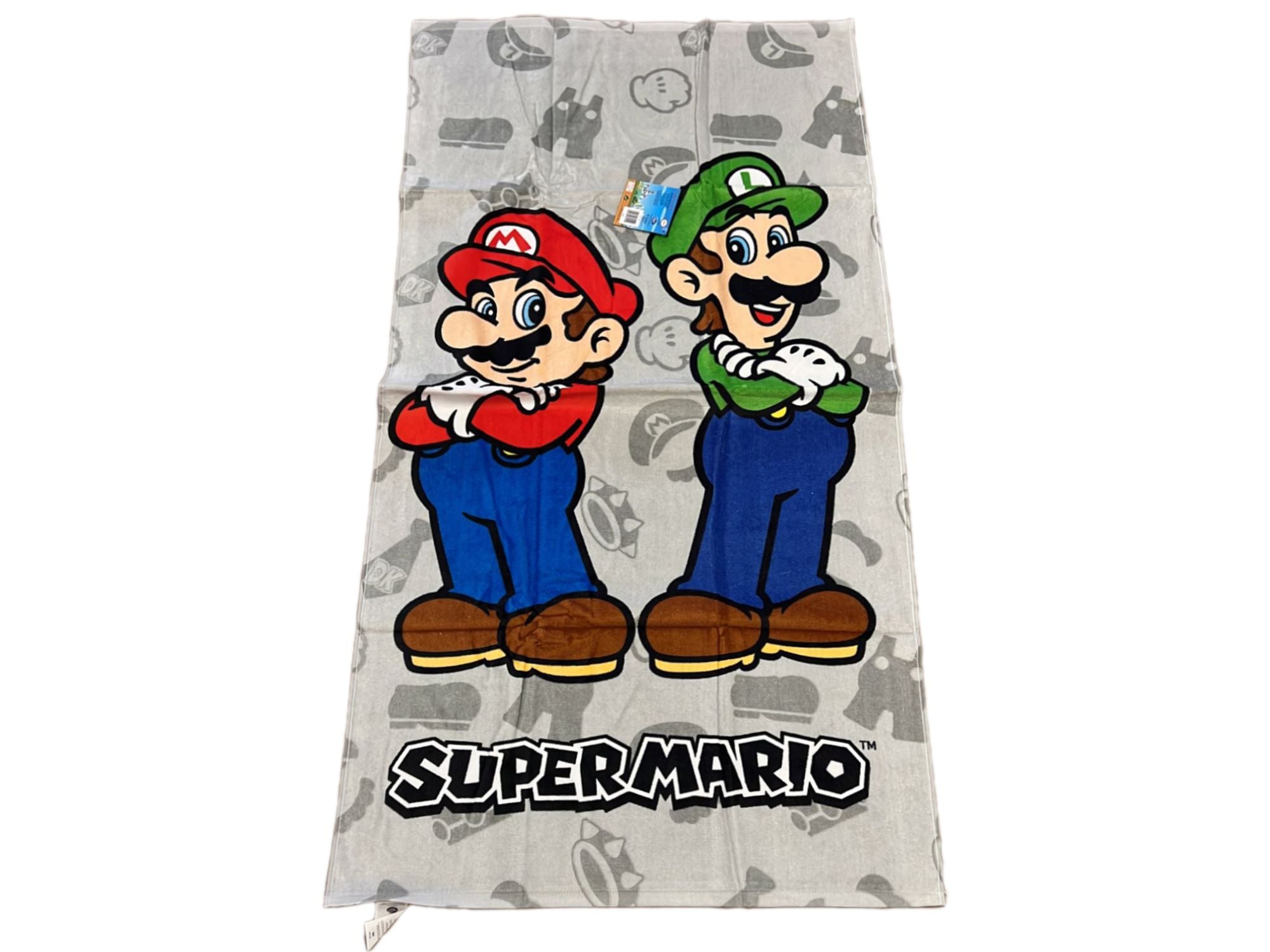 NINTENDO: SUPER MARIO - Asciugamano / Telo mare "Mario & Luigi" (70 x 140cm) Grigio - Disponibile in 2/3 giorni lavorativi