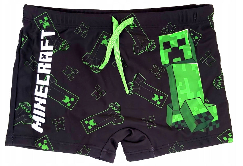 MINECRAFT : CREEPER - COSTUME DA BAGNO BOXER NERO 6 ANNI (116cm) - Disponibile in 2/3 giorni lavorativi