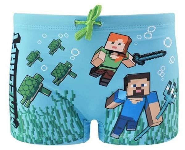 MINECRAFT : AGGIORNAMENTO ACQUATICO STEVE ED ALEX - COSTUME DA BAGNO BOXER 8 ANNI (128cm) - Disponibile in 2/3 giorni lavorativi
